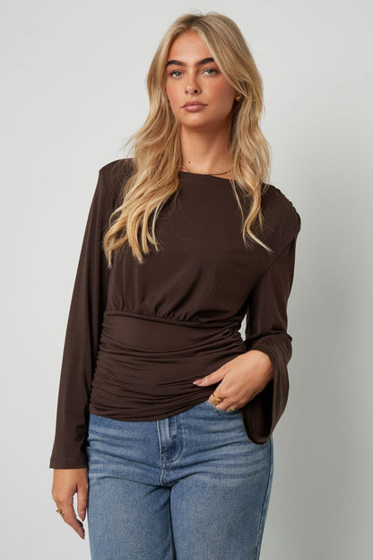 The Ruched Grace – Elegant Long Sleeve Top - Velaris Femme