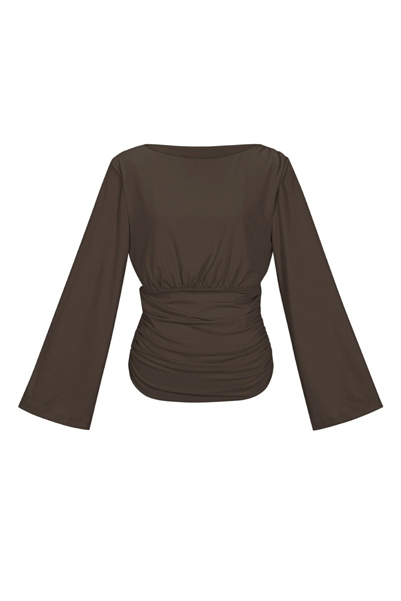 The Ruched Grace – Elegant Long Sleeve Top - Velaris Femme