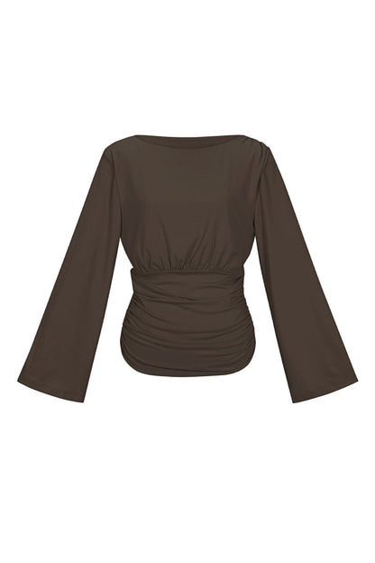 The Ruched Grace – Elegant Long Sleeve Top - Velaris Femme