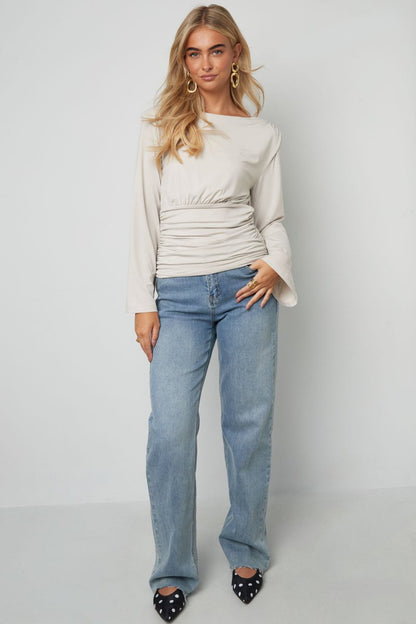 The Ruched Grace – Elegant Long Sleeve Top - Velaris Femme