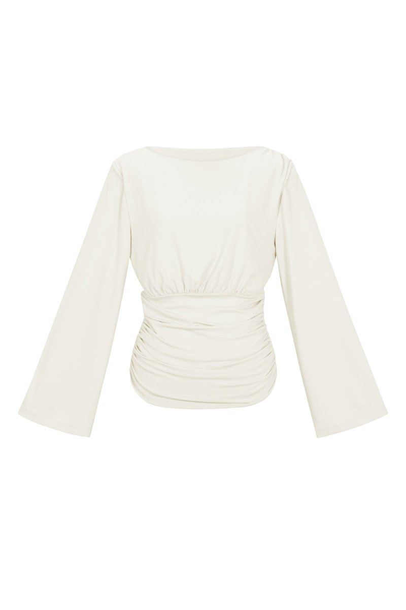 The Ruched Grace – Elegant Long Sleeve Top - Velaris Femme