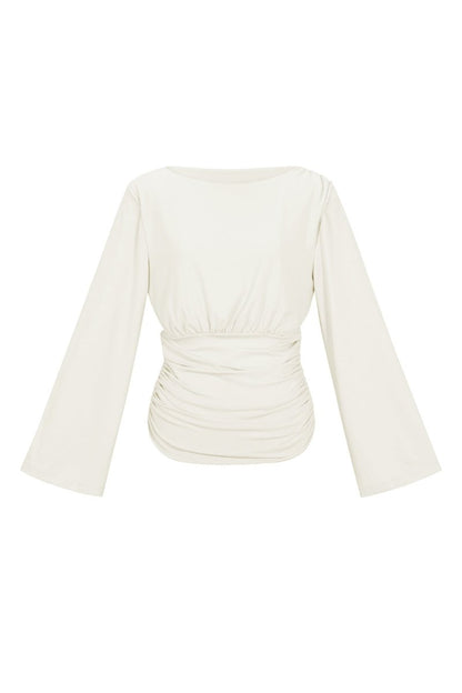 The Ruched Grace – Elegant Long Sleeve Top - Velaris Femme