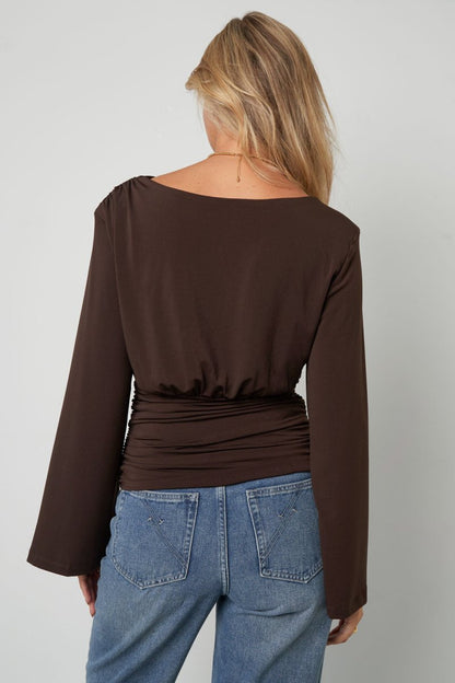 The Ruched Grace – Elegant Long Sleeve Top - Velaris Femme
