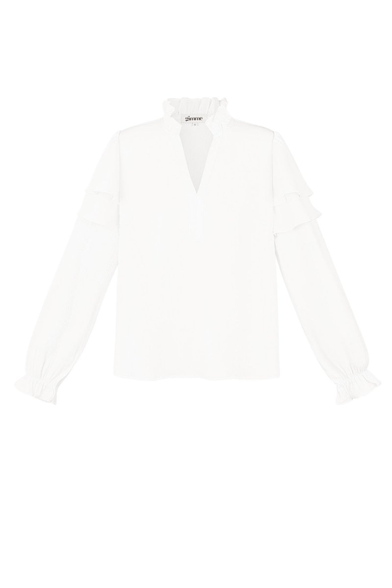 The Ruffled V - Neck Top - Velaris Femme