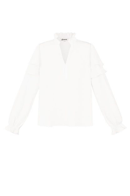 The Ruffled V - Neck Top - Velaris Femme