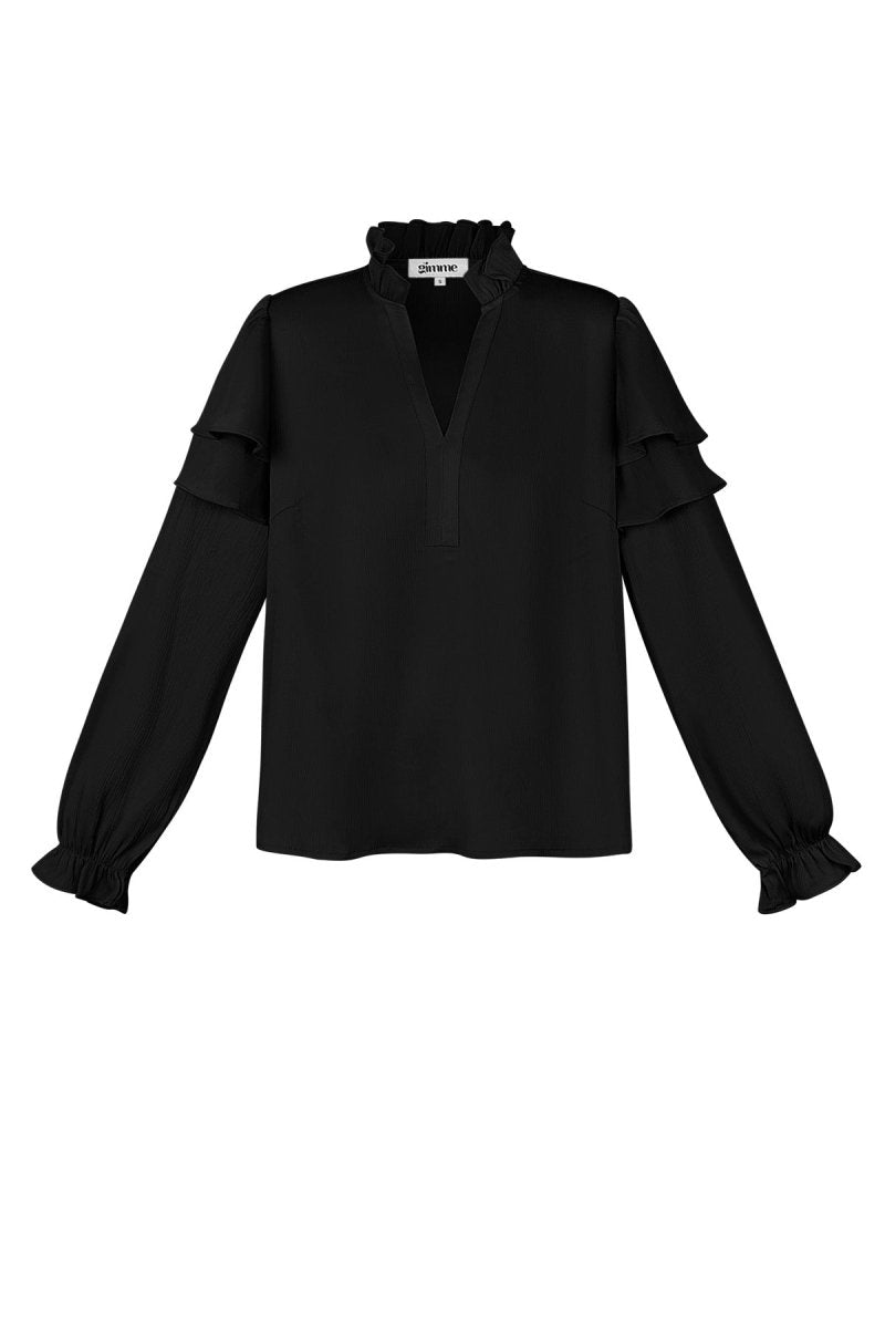 The Ruffled V - Neck Top - Velaris Femme