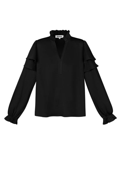 The Ruffled V - Neck Top - Velaris Femme