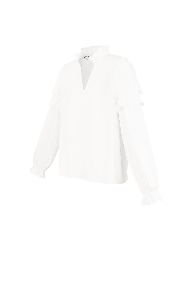 The Ruffled V - Neck Top - Velaris Femme