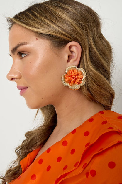 The Solara Bloom – Women’s 3D Raffia Flower Earrings - Velaris Femme