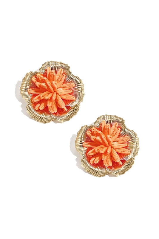 The Solara Bloom – Women’s 3D Raffia Flower Earrings - Velaris Femme