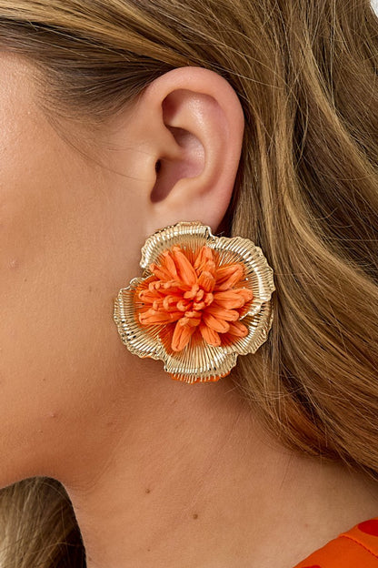 The Solara Bloom – Women’s 3D Raffia Flower Earrings - Velaris Femme