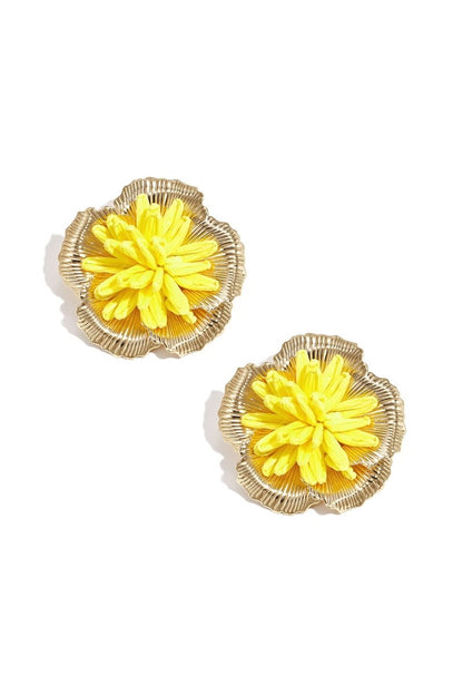The Solara Bloom – Women’s 3D Raffia Flower Earrings - Velaris Femme