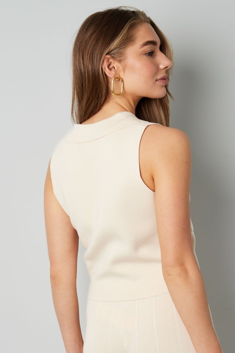 The V - Neck Ease – Sleeveless Buttoned Top - Velaris Femme