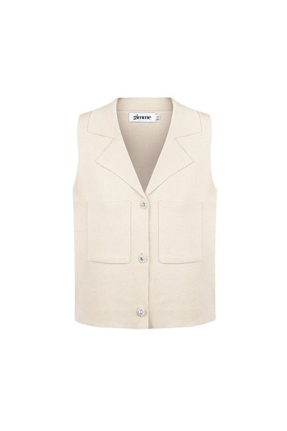The V - Neck Ease – Sleeveless Buttoned Top - Velaris Femme