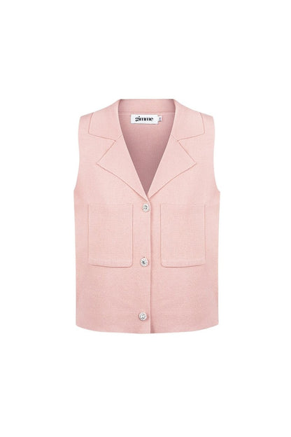 The V - Neck Ease – Sleeveless Buttoned Top - Velaris Femme