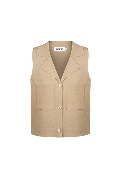 The V - Neck Ease – Sleeveless Buttoned Top - Velaris Femme