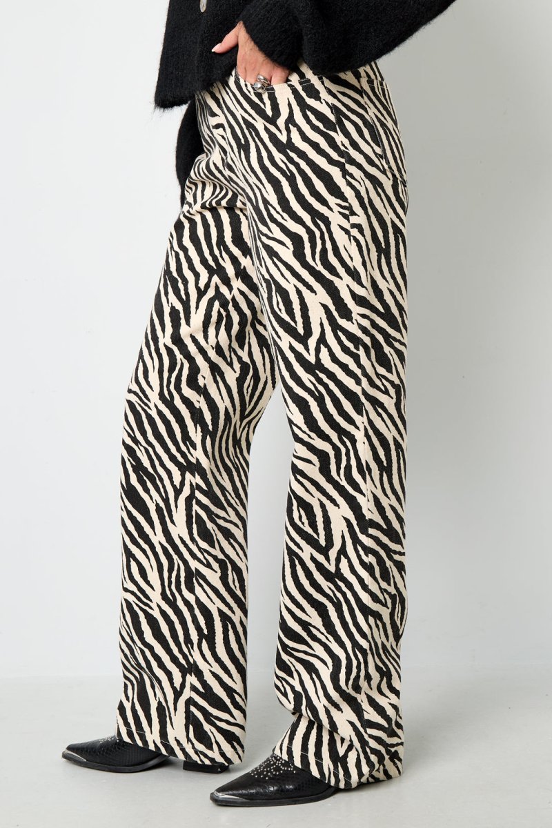 The Zebra Line – Zebra Stripe Straight Leg Pants - Velaris Femme