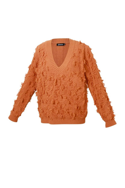 V sweater with fringes - Velaris Femme