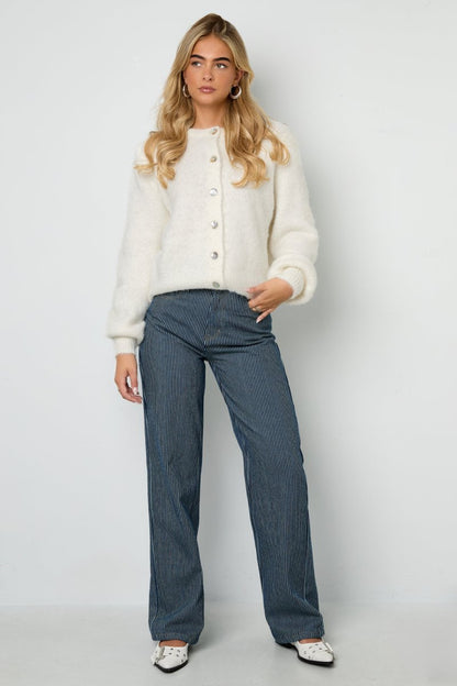 Woven Cotton Women's Straight Leg Pants Casual Stripes - Velaris Femme
