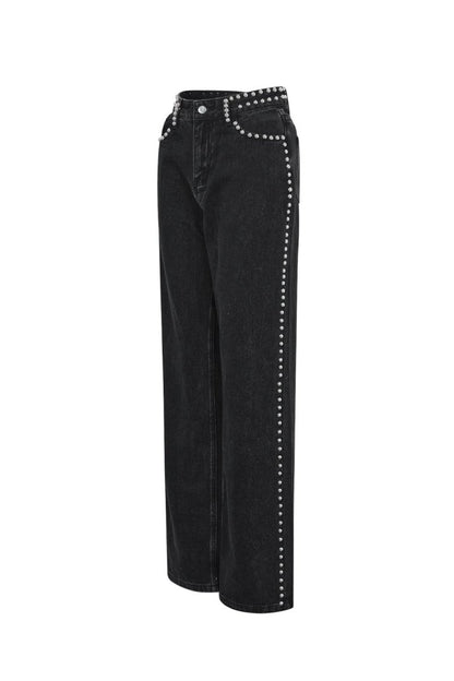 Woven Cotton Women's Straight Leg Pants Street Solid Color - Velaris Femme