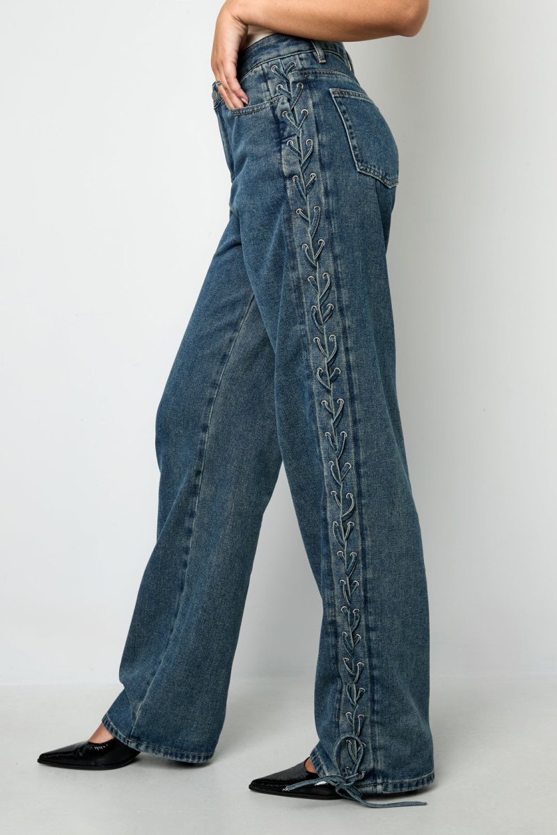 Woven Cotton Women's Straight Leg Pants Tie - up Casual - Velaris Femme