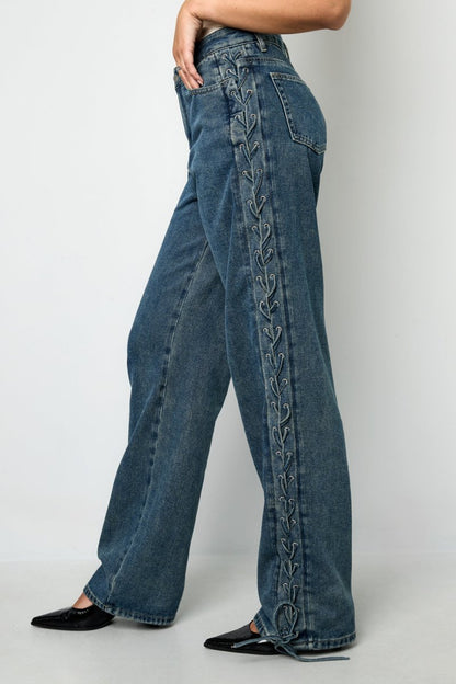 Woven Cotton Women's Straight Leg Pants Tie - up Casual - Velaris Femme