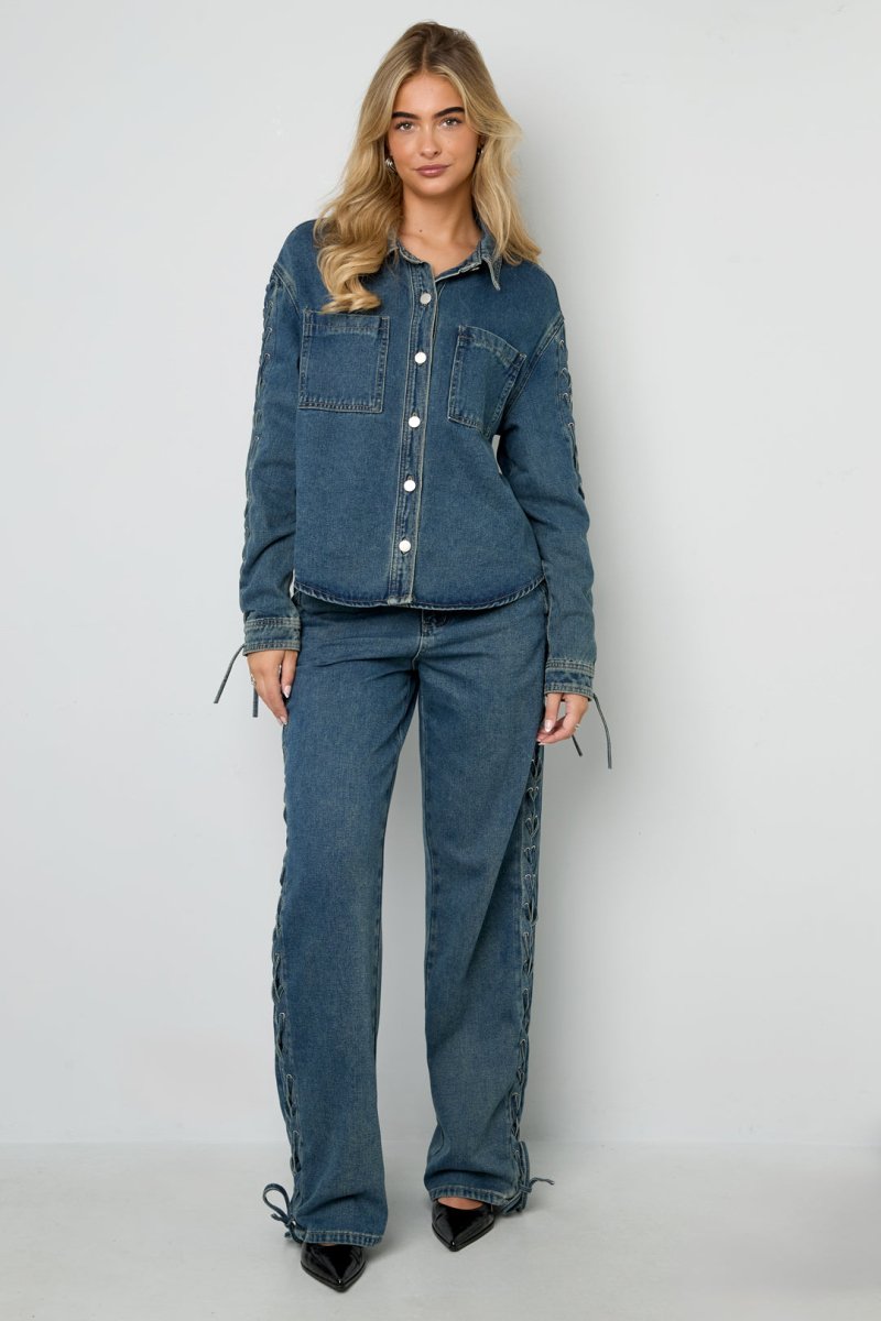 Woven Cotton Women's Straight Leg Pants Tie - up Casual - Velaris Femme