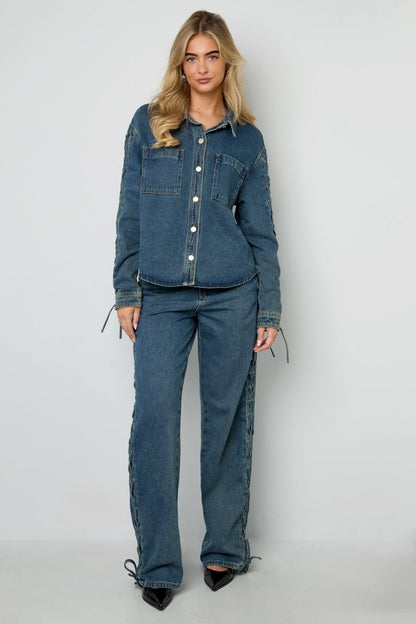 Woven Cotton Women's Straight Leg Pants Tie - up Casual - Velaris Femme