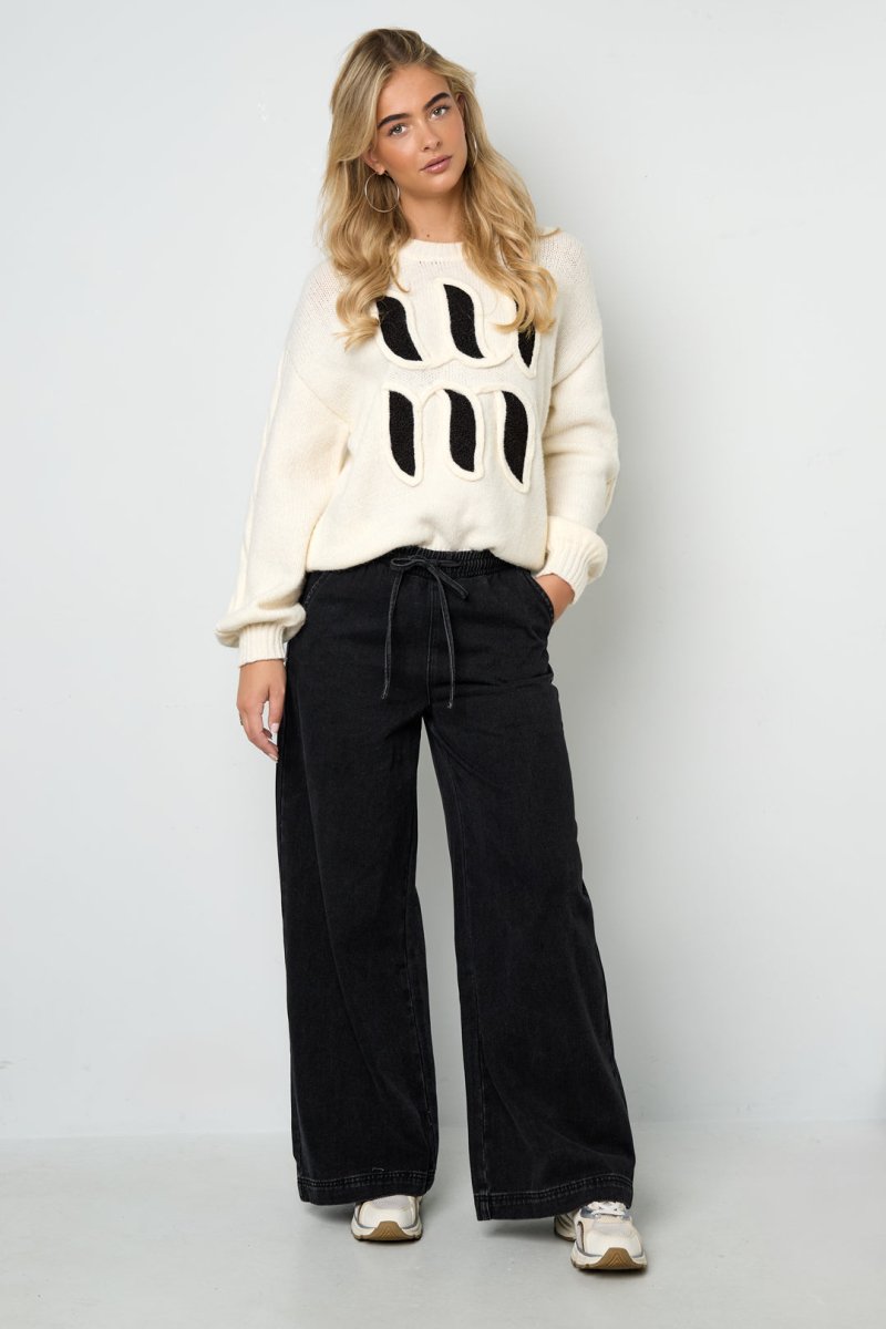 Woven Cotton Women's Wide Leg Denim Pants Sporty Solid Color - Velaris Femme