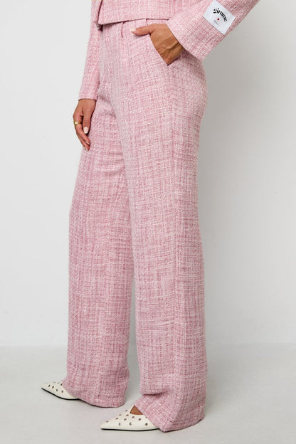 Woven Polyester Fiber Woman's Straight Pants Elegant Checkered - Velaris Femme