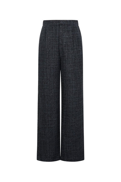 Woven Polyester Fiber Woman's Straight Pants Elegant Checkered - Velaris Femme