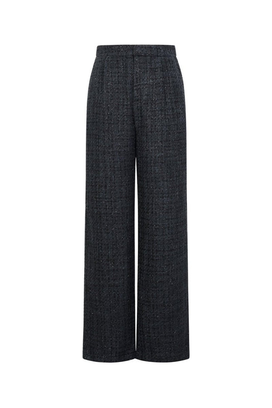 Woven Polyester Fiber Woman's Straight Pants Elegant Checkered - Velaris Femme