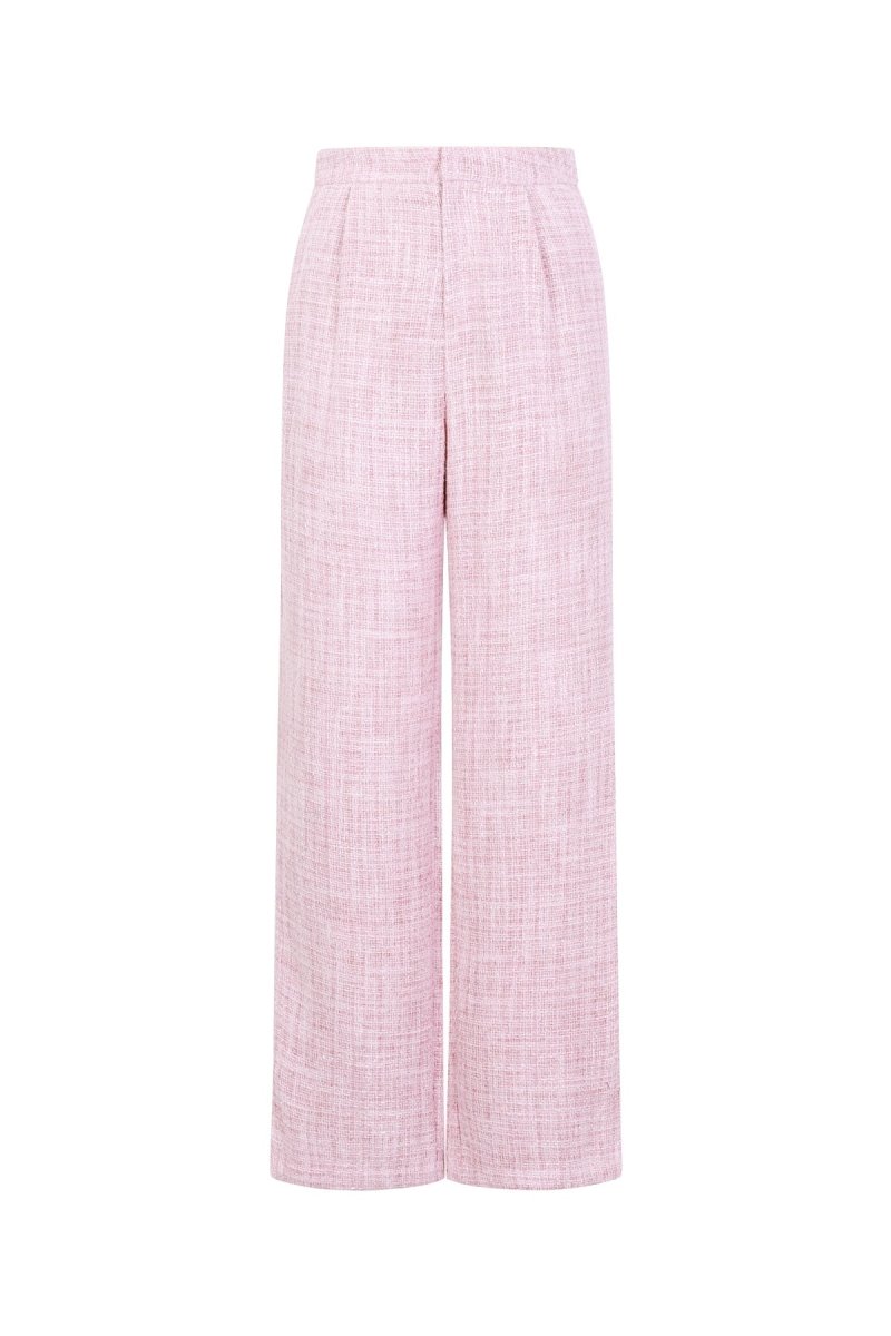Woven Polyester Fiber Woman's Straight Pants Elegant Checkered - Velaris Femme
