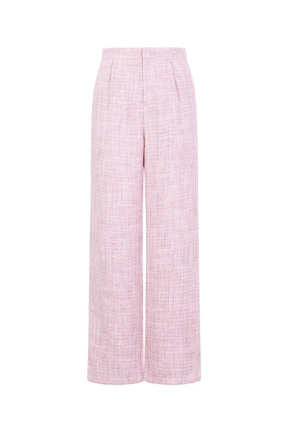 Woven Polyester Fiber Woman's Straight Pants Elegant Checkered - Velaris Femme