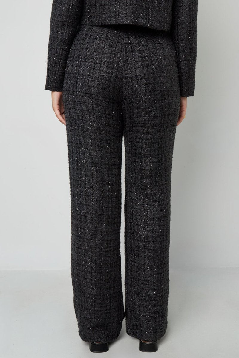 Woven Polyester Fiber Woman's Straight Pants Elegant Checkered - Velaris Femme