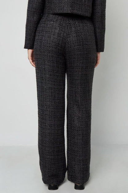 Woven Polyester Fiber Woman's Straight Pants Elegant Checkered - Velaris Femme