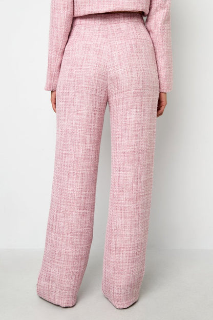 Woven Polyester Fiber Woman's Straight Pants Elegant Checkered - Velaris Femme