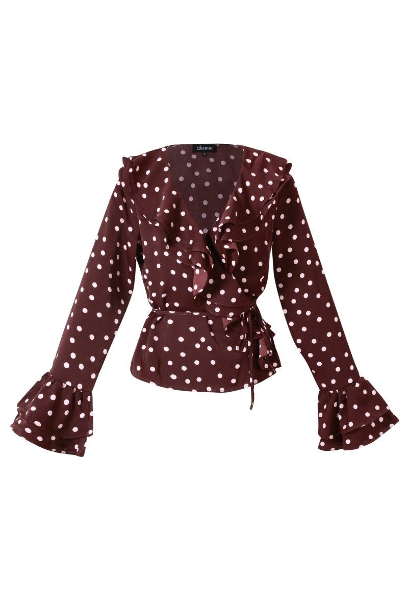 Woven Polyester Fiber Women's Blouse Elegant Polka Dots - Velaris Femme