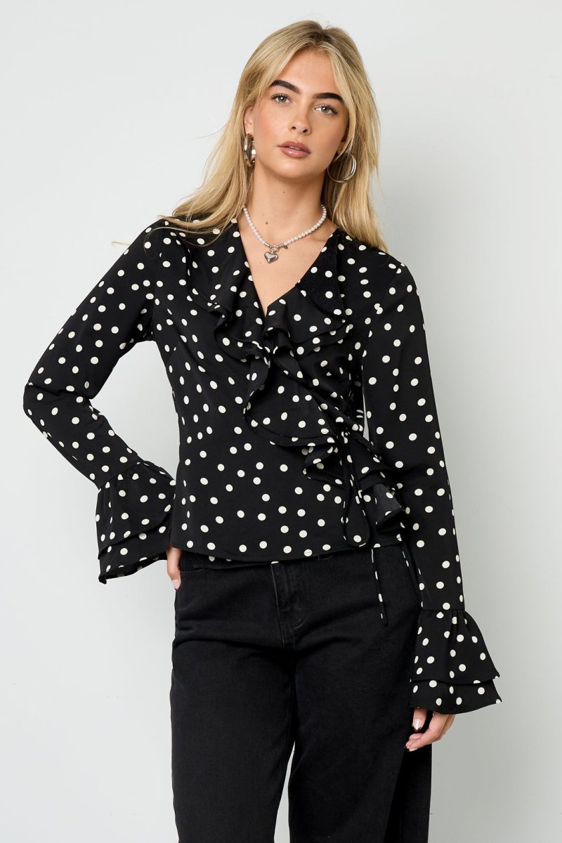 Woven Polyester Fiber Women's Blouse Elegant Polka Dots - Velaris Femme