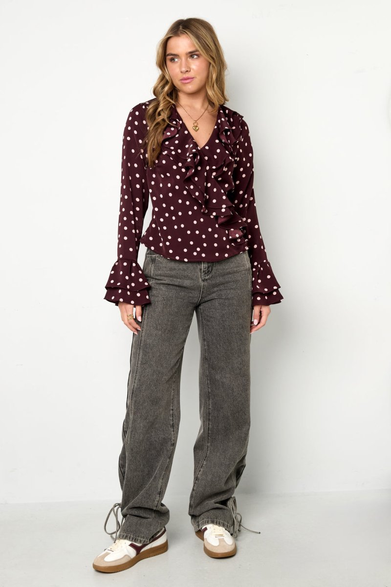 Woven Polyester Fiber Women's Blouse Elegant Polka Dots - Velaris Femme