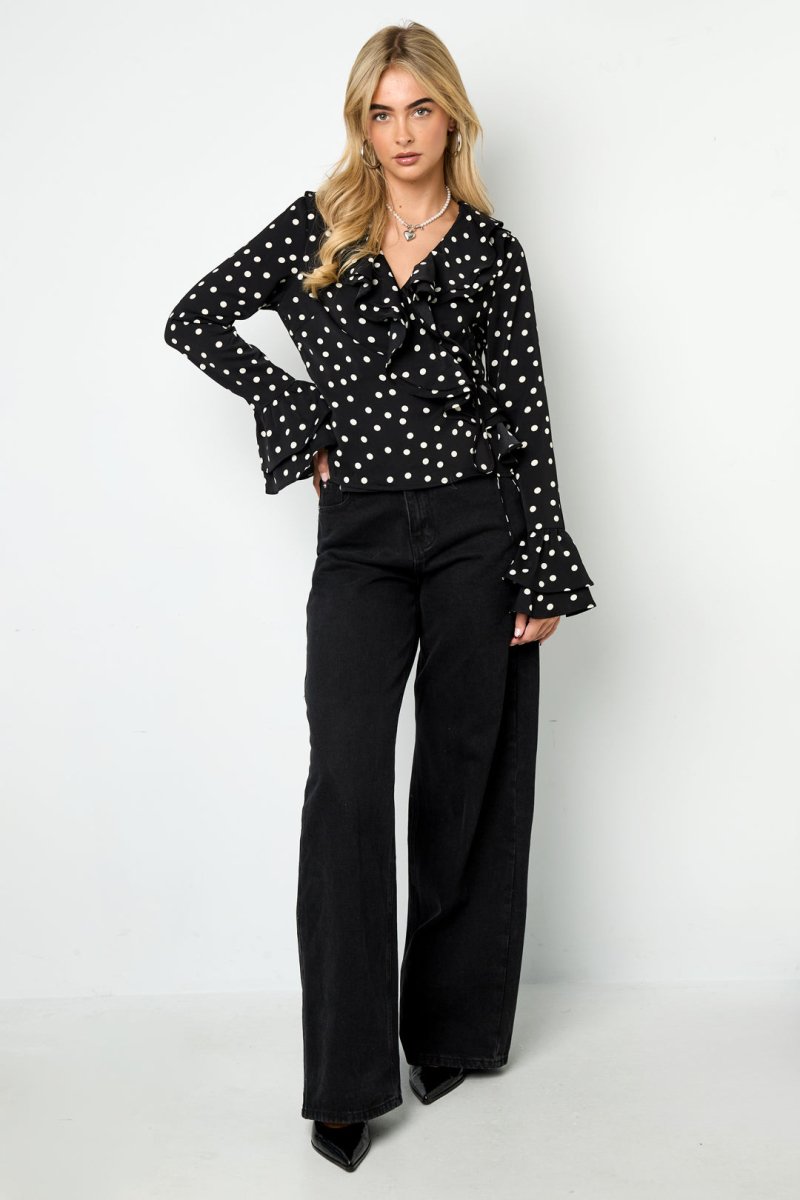 Woven Polyester Fiber Women's Blouse Elegant Polka Dots - Velaris Femme