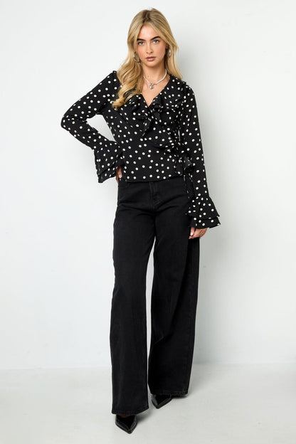 Woven Polyester Fiber Women's Blouse Elegant Polka Dots - Velaris Femme