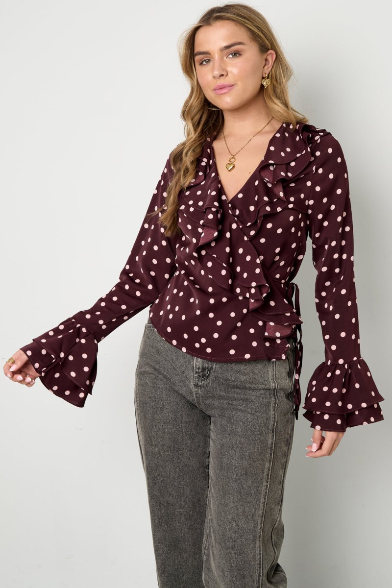 Woven Polyester Fiber Women's Blouse Elegant Polka Dots - Velaris Femme