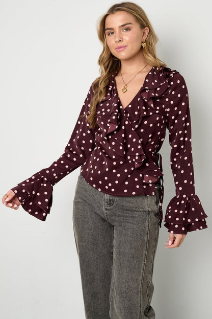 Woven Polyester Fiber Women's Blouse Elegant Polka Dots - Velaris Femme
