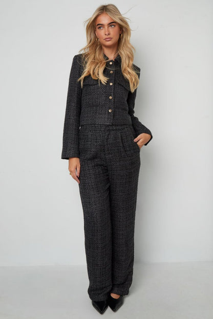 Woven Polyester Fiber Women's Jacket Elegant Checkered Statement - Velaris Femme