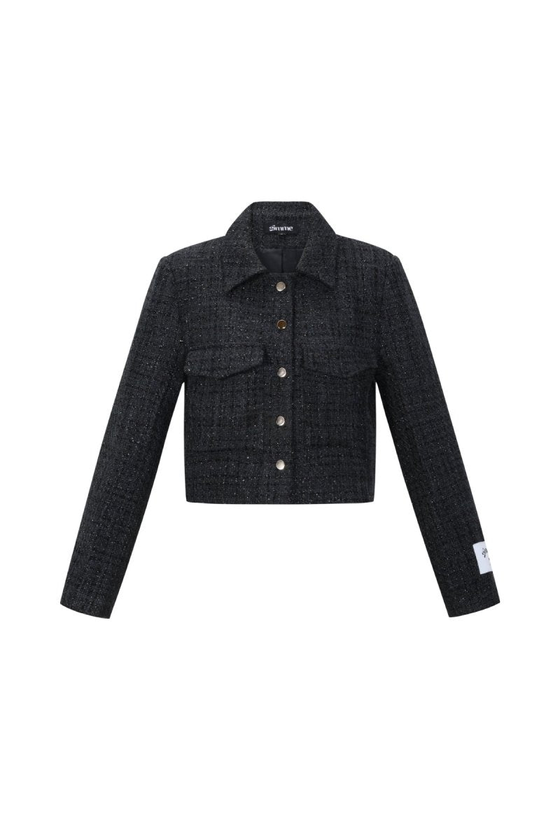 Woven Polyester Fiber Women's Jacket Elegant Checkered Statement - Velaris Femme
