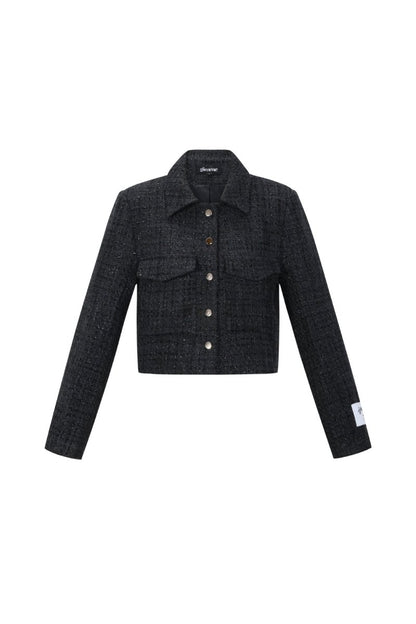 Woven Polyester Fiber Women's Jacket Elegant Checkered Statement - Velaris Femme