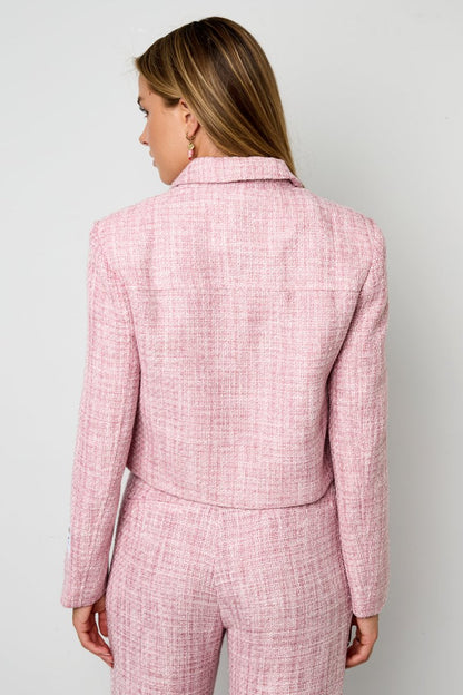 Woven Polyester Fiber Women's Jacket Elegant Checkered Statement - Velaris Femme