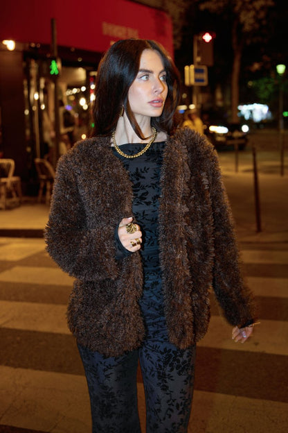 Woven Polyester Fiber Women's Jacket Elegant Solid Color Fall/Winter - Velaris Femme