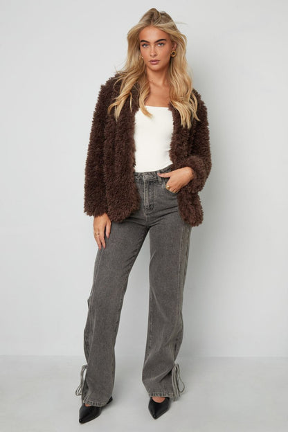 Woven Polyester Fiber Women's Jacket Elegant Solid Color Fall/Winter - Velaris Femme